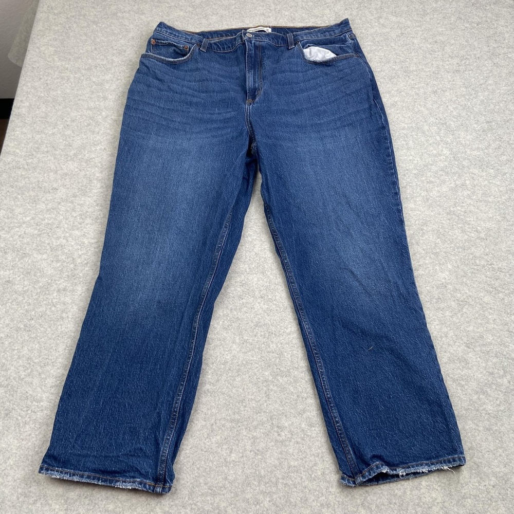 Abercrombie & Fitch 90s Straight Jeans Womens 18 Short Blue High Rise Curve Love